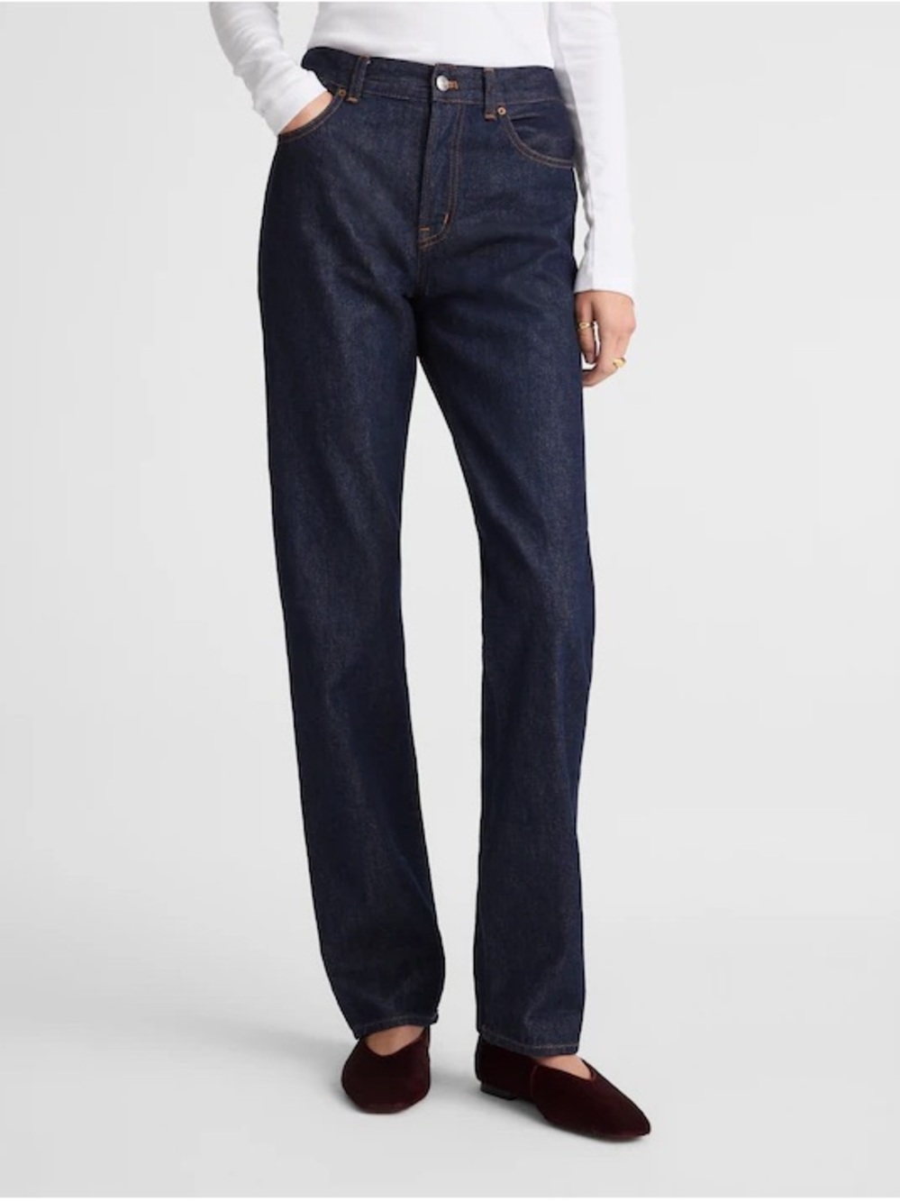 NWT Madewell The Longline Straight Jean - Dark Blue - Size W 25